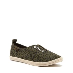 Women's Olive Leopard Print Slip-On Sneakers